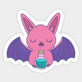 Pink Bat Casting Spells and Brewing Potions Sticker